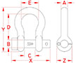 Line Drawing for US Round Pin Anchor Shackles