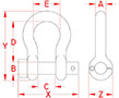 Line Drawing for Round Pin Anchor Shackles