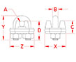 Line Drawing for Heavy Duty Wire Rope Clips