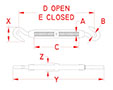 Line Drawing for Cast Hook and Hook Turnbuckles