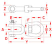 Line Drawing for Fed. Spec. Jaw & Eye Swivels