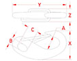 Line Drawing for Spring Gate Snap Hooks