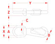 Line Drawing for Wire Lever Swivel Eye Snap Hooks