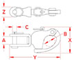 Line Drawing for Jaw Swivel Snap Shackles