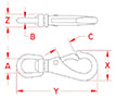 Line Drawing for Swivel Eye Snap Hooks