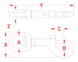 Line Drawing for Swivel Bolt Snap Hooks