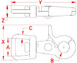 Line Drawing for "D" Bail Trigger Snap Hooks
