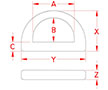 Line Drawing for Heavy Duty "D" Rings