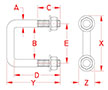 Line Drawing for Square U-Bolts