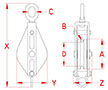 Line Drawing for Wire Swivel Eye Blocks
