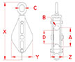 Line Drawing for Rope Swivel Eye Blocks