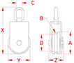 Line Drawing for Wire Square Swivel Blocks