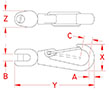 Line Drawing for Chain Swivel Snap Hooks