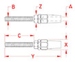 Line Drawing for Quick Attach™ Metric Right Hand Studs