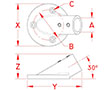 Line Drawing for 30 Degree Round Rail Bases