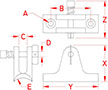 Line Drawing for 90 Degree Removable Pin Concave Deck Hinges