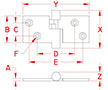 Line Drawing for Heavy Duty Take Apart Hinges