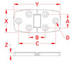 Line Drawing for Heavy Duty Flush Door Hinges