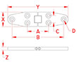 Line Drawing for Heavy Duty Wide Strap Hinges
