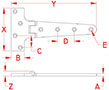 Line Drawing for Heavy Duty Strap T-Hinges