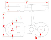 Line Drawing for Eye Bail Trigger Snap Hooks