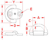 Line Drawing for Heavy Duty Folding Pad Eyes