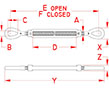 Line Drawing for Forged Eye and Eye Turnbuckles